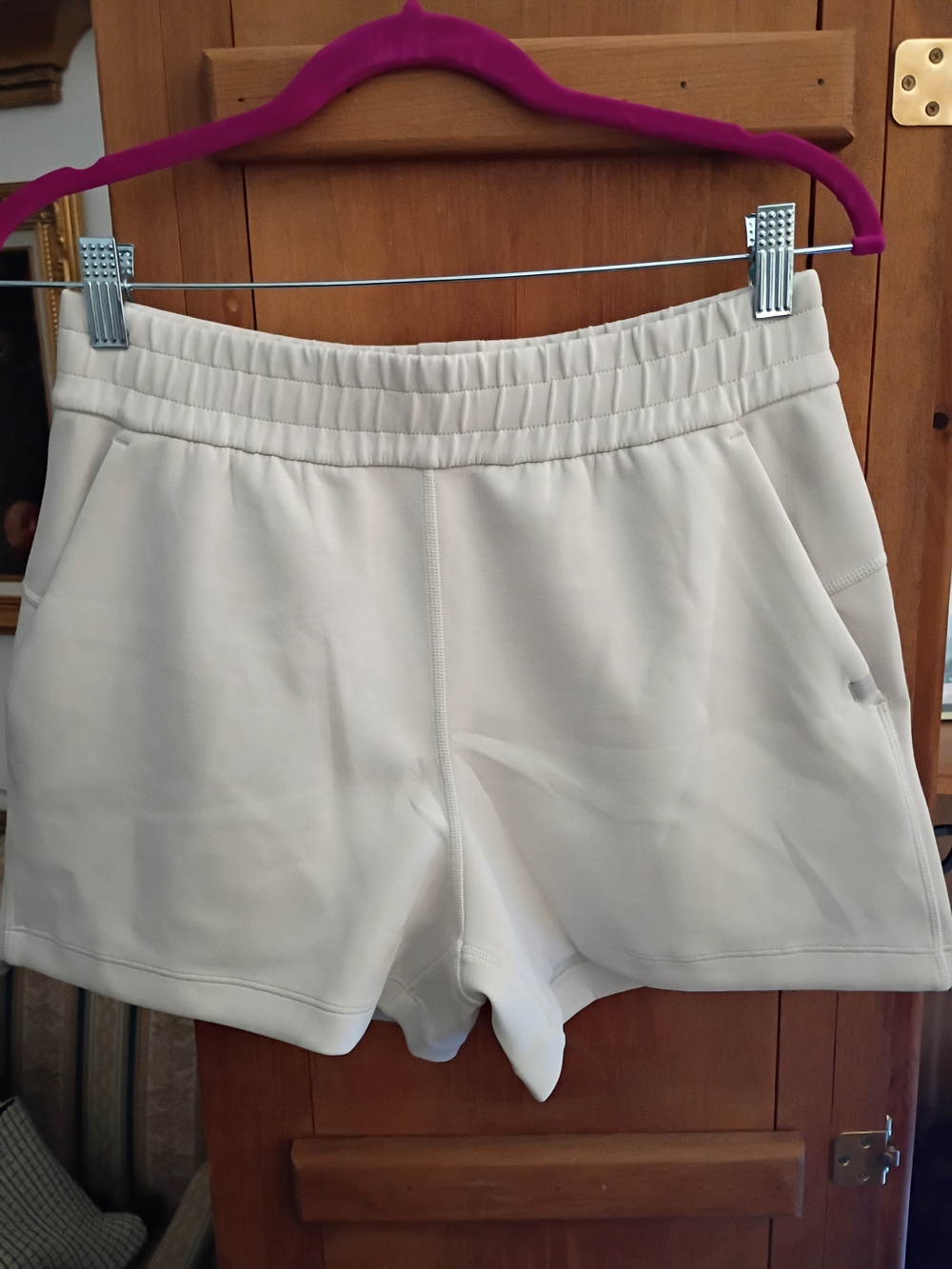 CRZ YOGA Cream Athletic Shorts with Elastic Waist